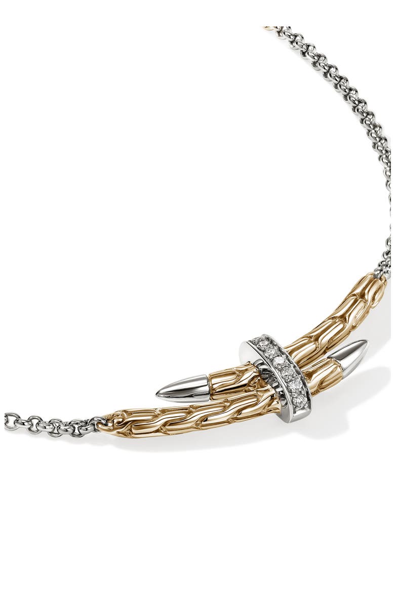 Pavé Diamond Spear Station Necklace, Alternate, color, SILVER AND GOLD