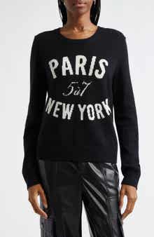 Cinq à Sept Paris New York Wool Blend Graphic Sweater