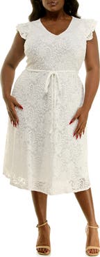 Nina Leonard Fit and Flare Lace Dress