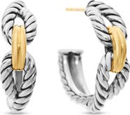 David Yurman Cable Loop Hoop Earrings in Sterling Silver with 18K Yellow Gold, 22mm