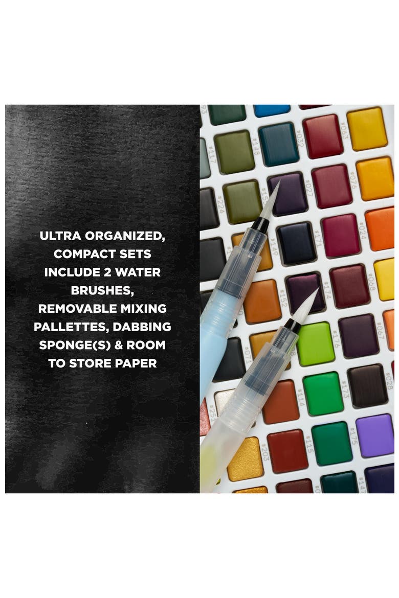 Koi Studio Kit, 60 Colors, 2 Water Brushes, 2 Sponges, 2 Palettes, Alternate, color, Multicolor