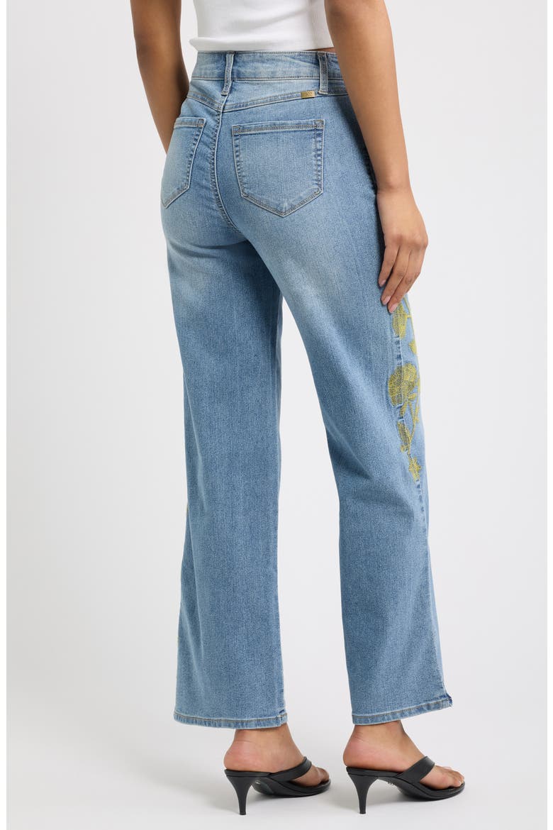 Floral Embroidered Wide Leg Jeans, Alternate, color, KENMORE