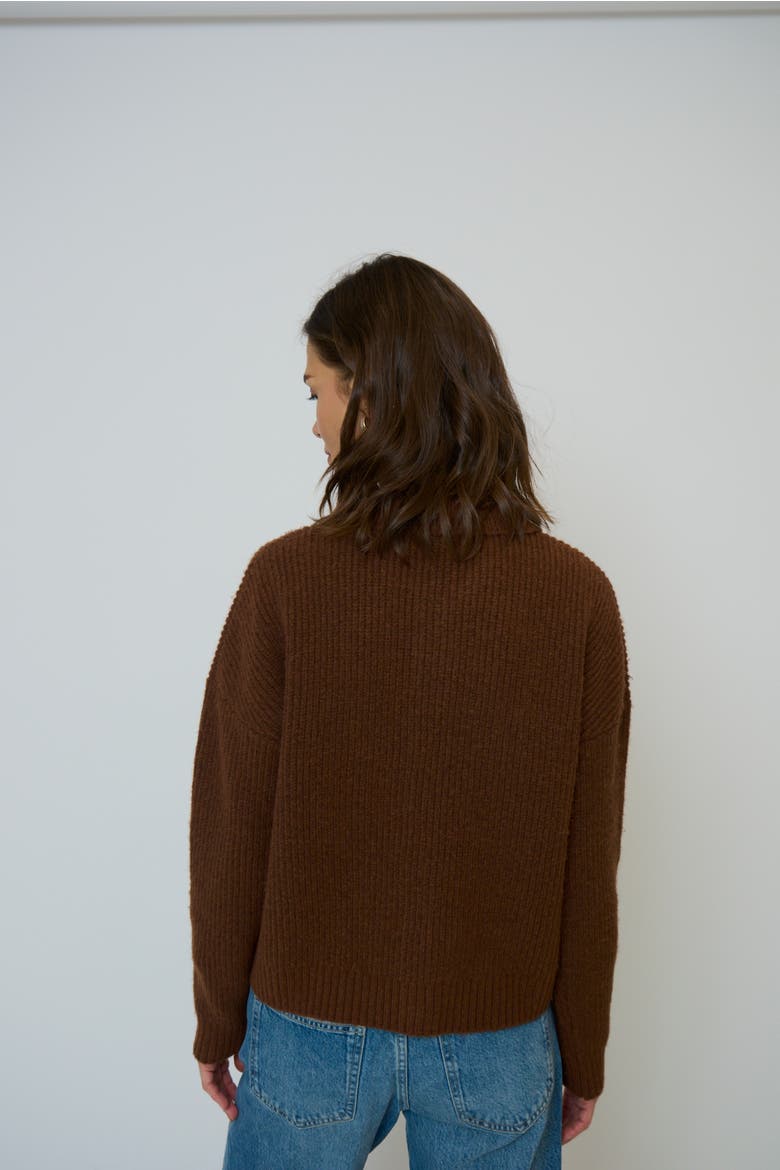 Olivia Pointelle Polo, Alternate, color, CHOCOLATE