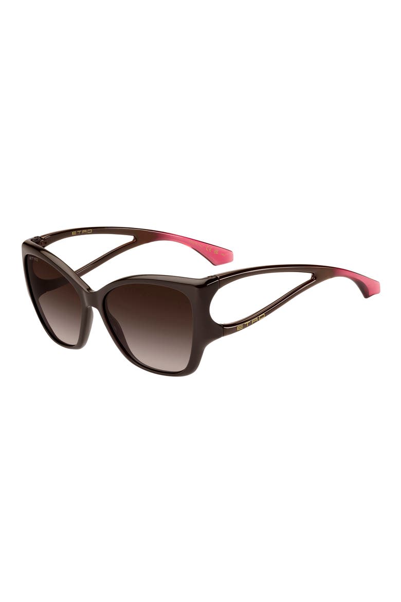 59mm Gradient Cat Eye Sunglasses, Alternate, color, BROWN PINK/ BROWN SF