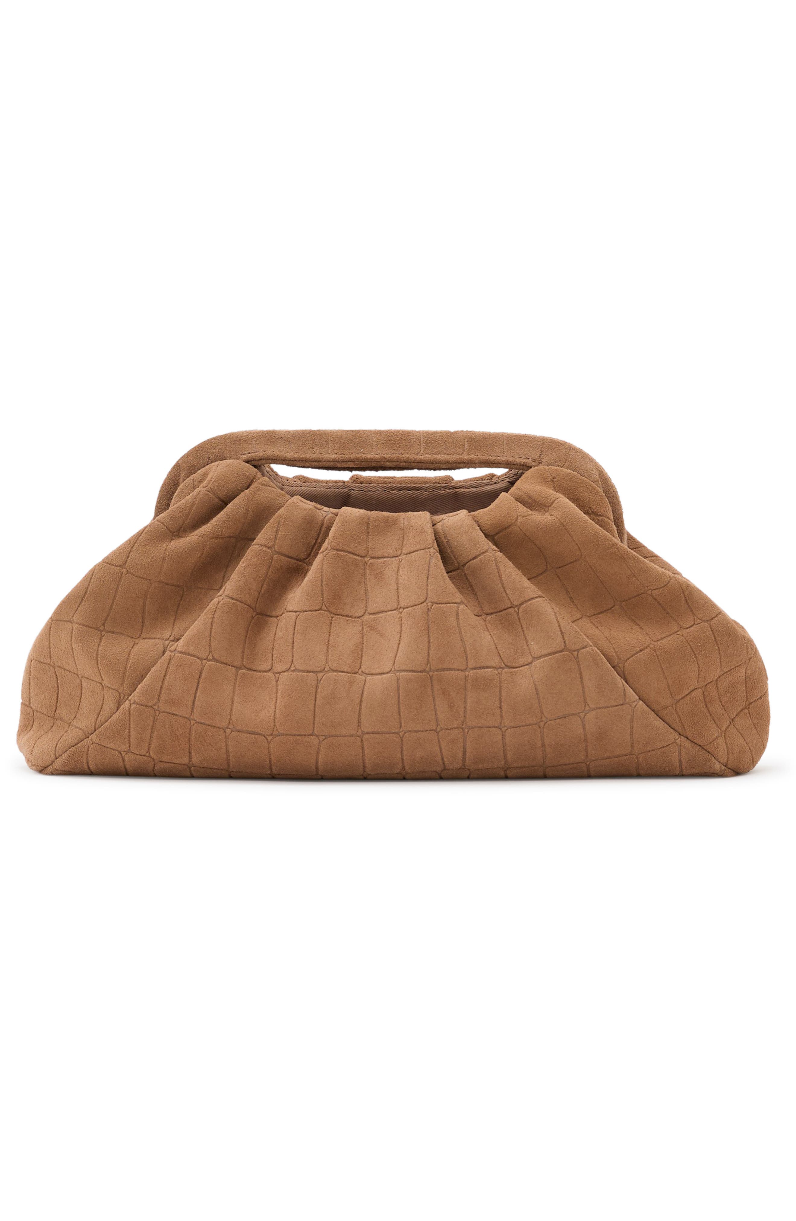 June Leather Clutch, Alternate, color, TAN