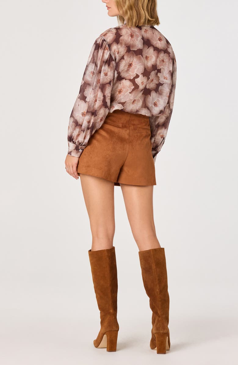 ASTR the Label Floral Tie Neck Top, Alternate, color, Brown Floral