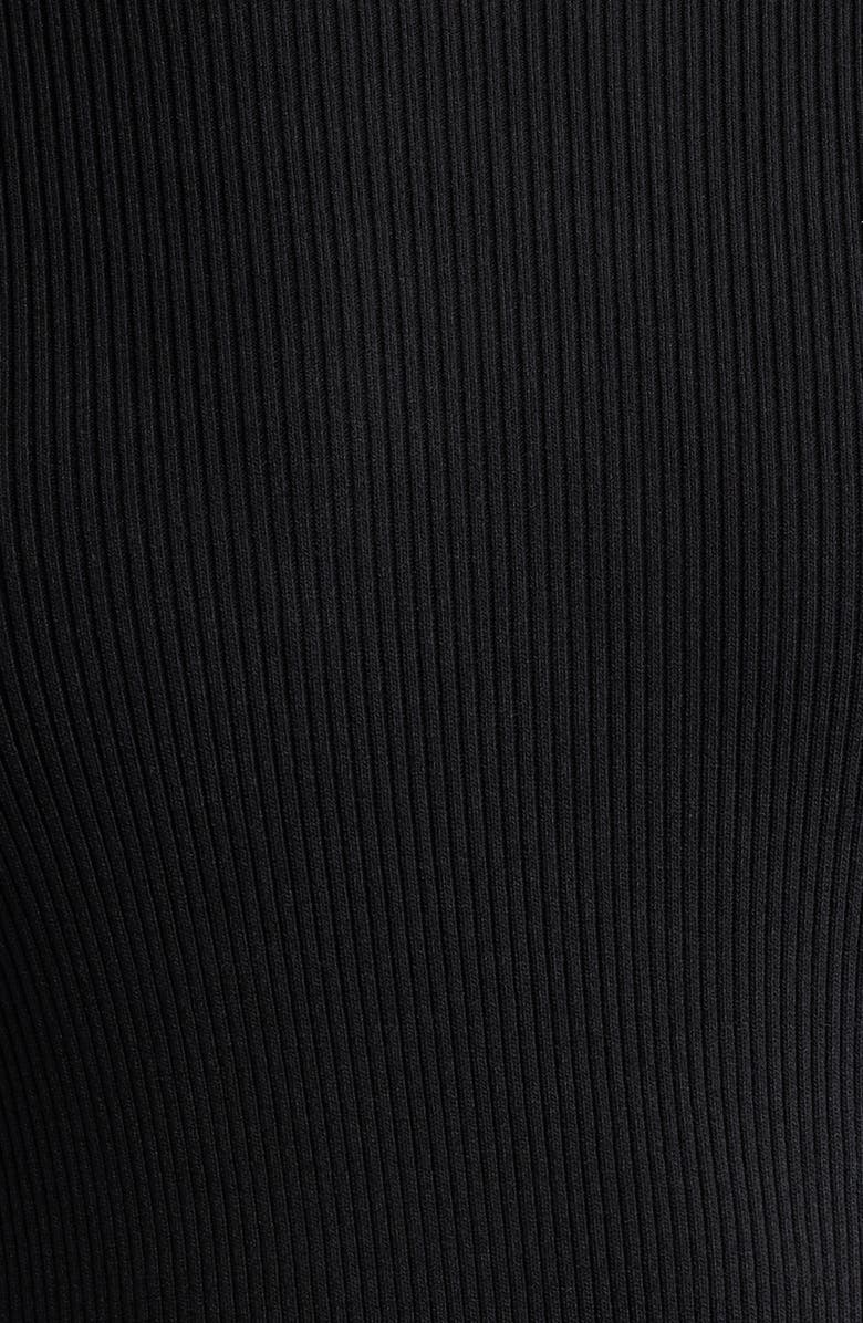 Elie Tahari The Elsa Long Sleeve Mixed Media Midi Dress, Alternate, color, Noir/ Sky White