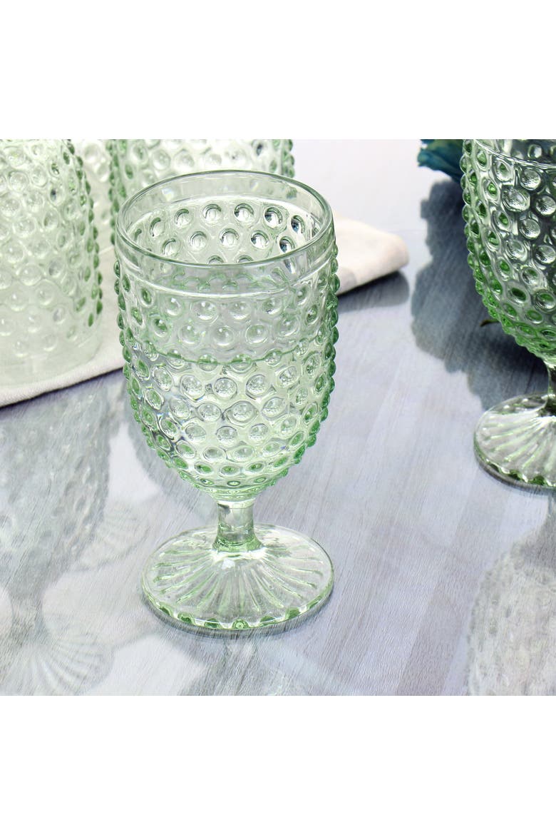 6 Piece 14.2 Ounce Glass Hobnail Goblet Drinkware Set, Alternate, color, Green