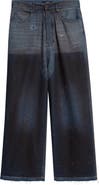 AMIRI Faded Fray Hem Wide Leg Carpenter Jeans