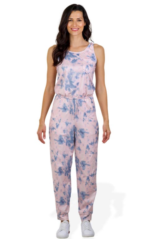 Mia Belle Girls Adorable Tie Dye Jumpsuit In Pink