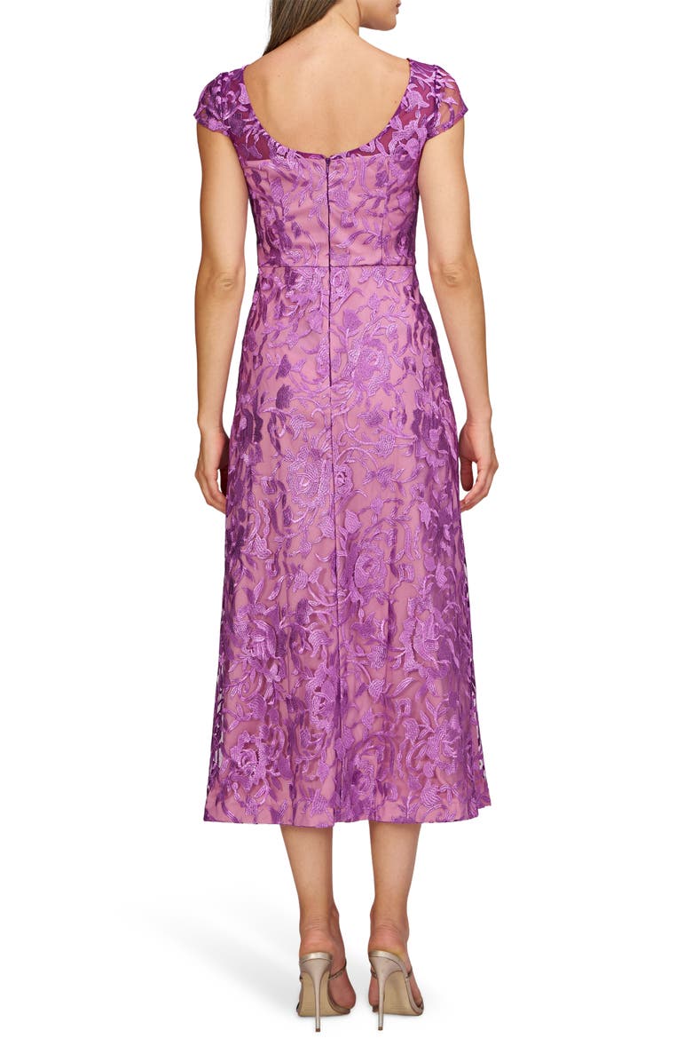 JS Collections Rylee Floral Embroidery Cocktail A-Line Dress, Alternate, color, Violet Rose
