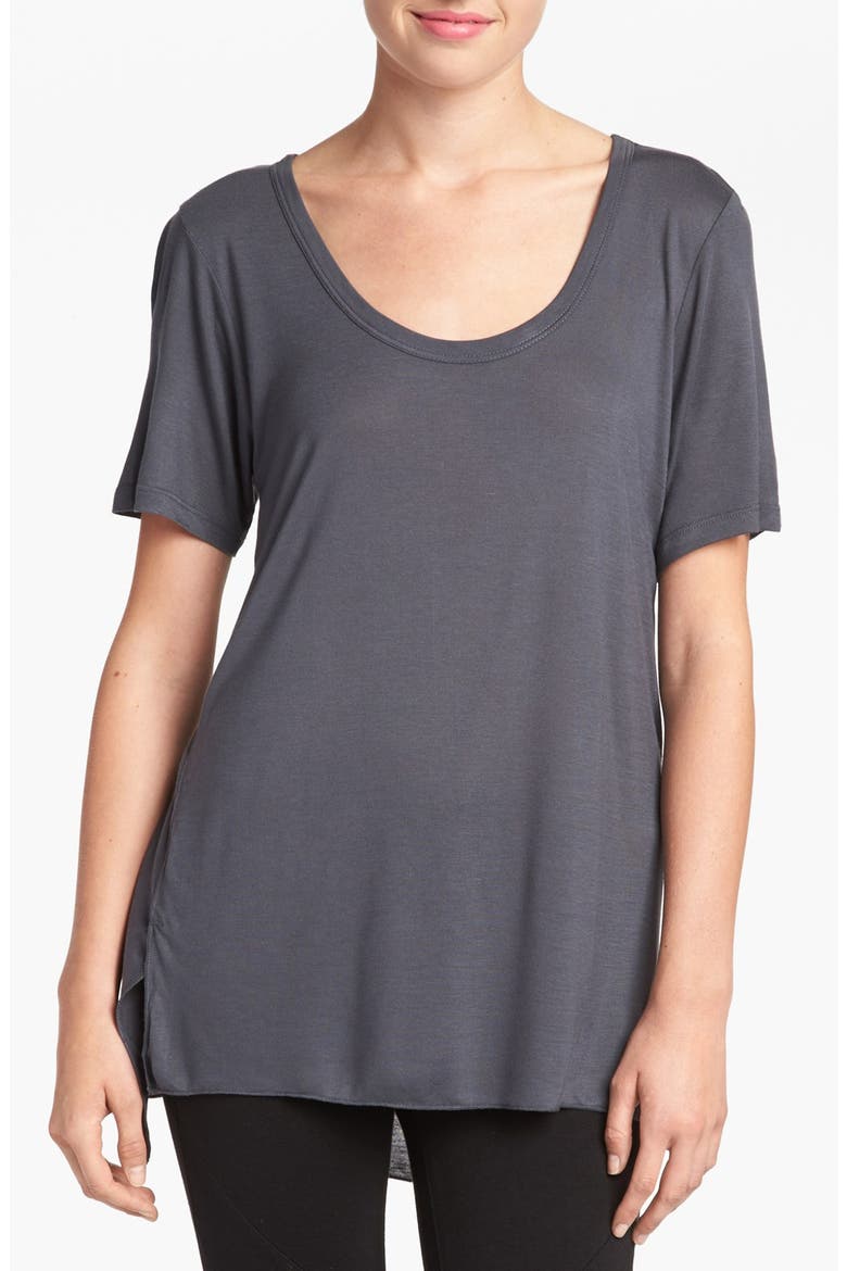 Split Hem Tunic Tee, Main, color, GREY- EBONY
