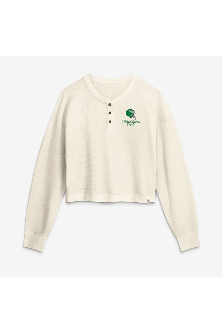 Women's Fanatics Cream Philadelphia Eagles Relaxed Cropped Long Sleeve Shirt, Main, color, Cream