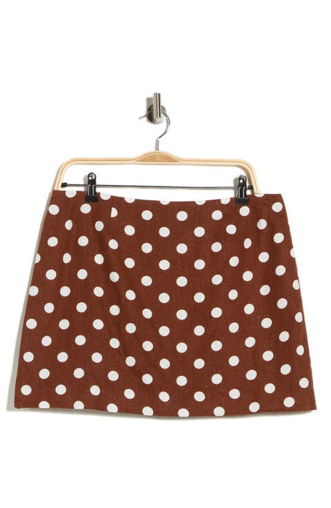 Polka Dot Linen Blend Miniskirt