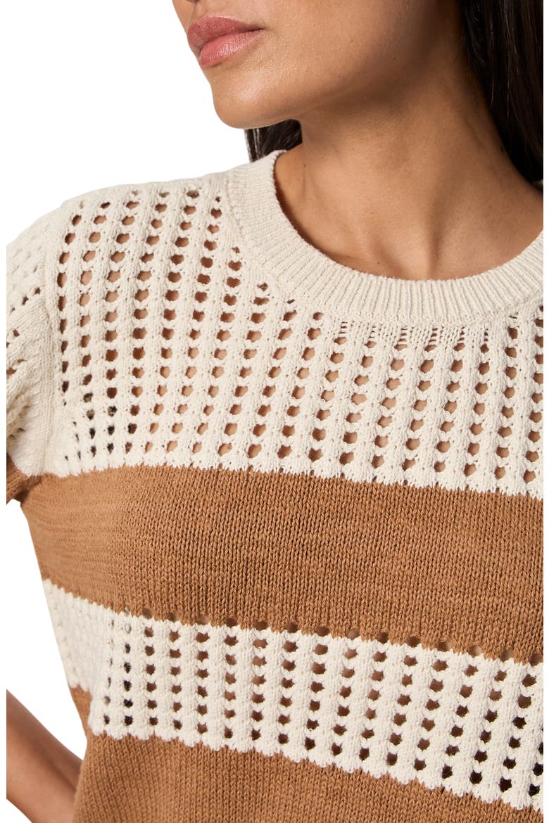 Beachside Openwork Stripe Sweater, Alternate, color, COLLAGEN WHITE/ COCONUT BROWN