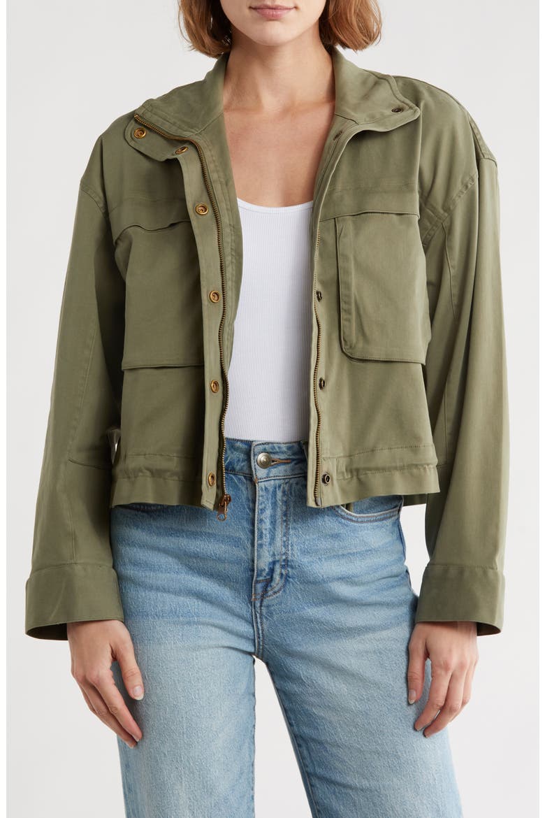 Crop Utility Jacket, Main, color, GREEN SORREL