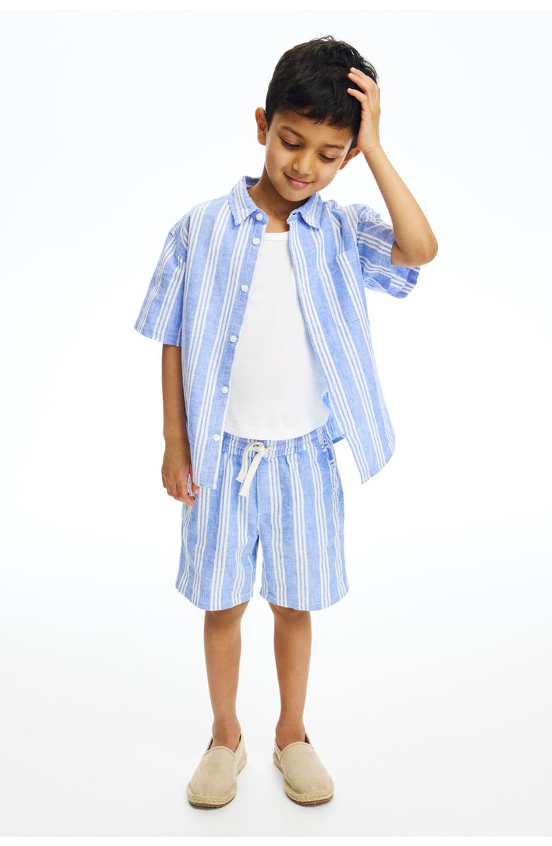 H&M 2-pack linen-blend shorts, Main, color, Blue/Striped