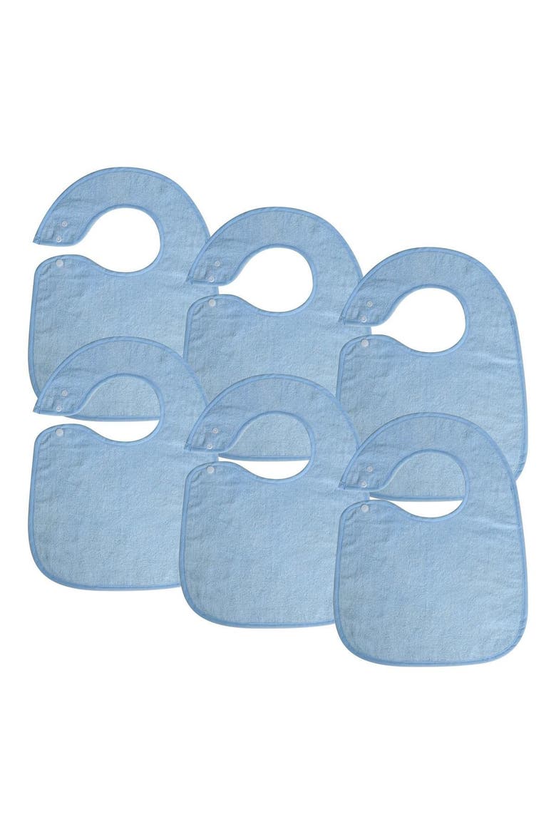 Set of 6 Soft Bibs with Snaps, Main, color, Blue