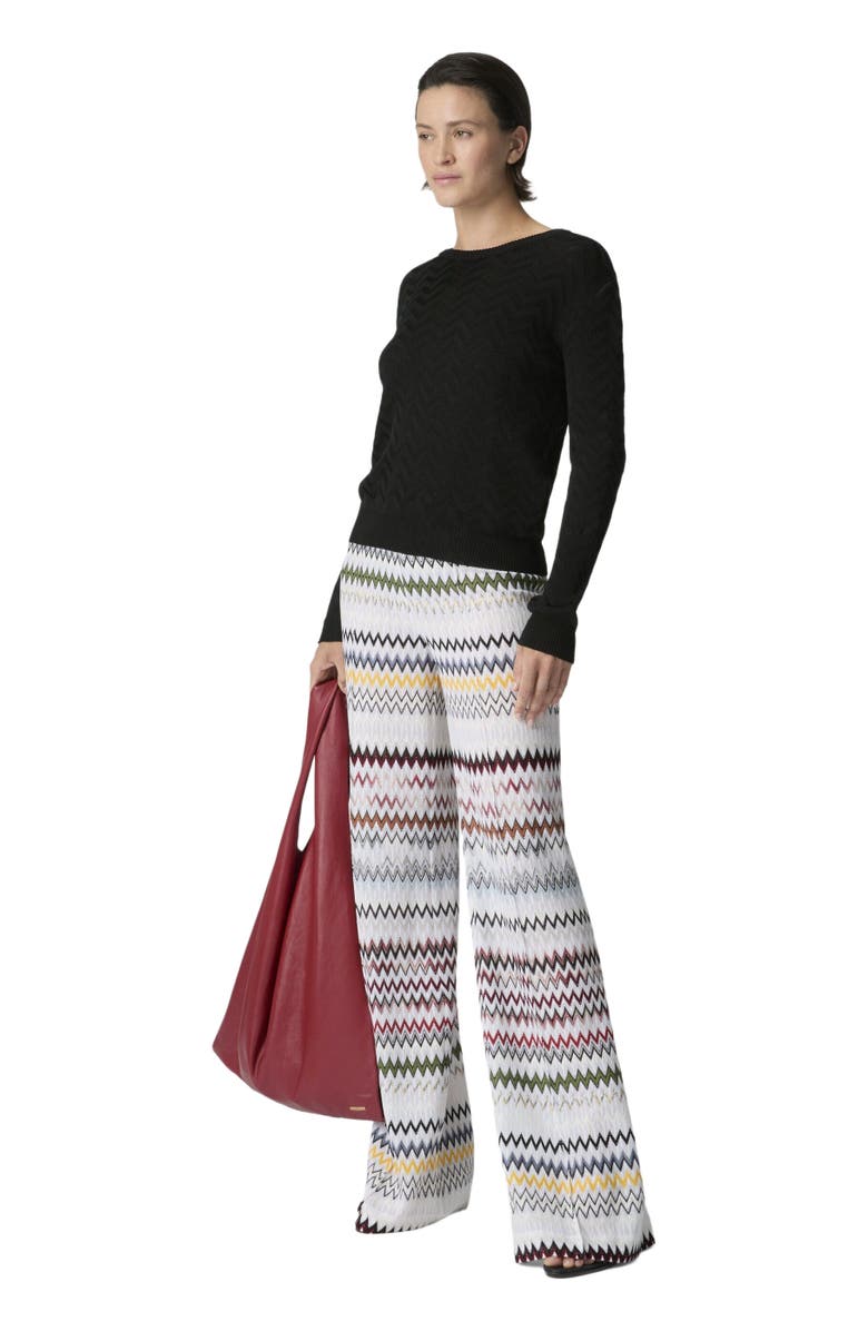 Missoni Wide Zigzag Viscose And Cotton Trousers, Main, color, Green& Brown