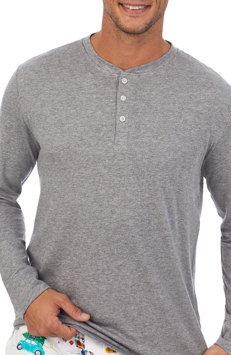 BedHead Pajamas Holiday Print Organic Cotton Henley Pajamas, Alternate, color, 