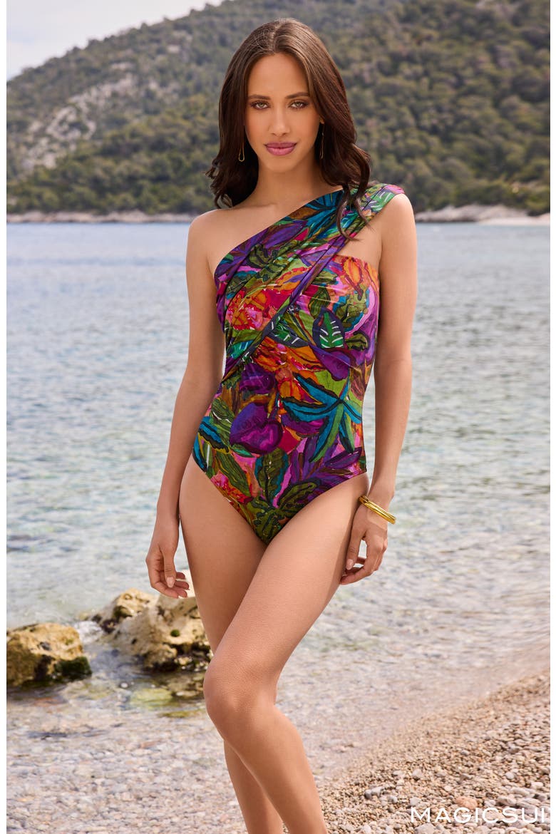 Cactus Flower Goddess Convertible One-Piece Swimsuit, Alternate, color, NAVY MULTI