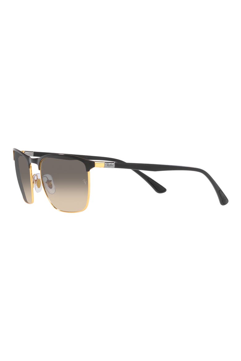 57mm Gradient Square Sunglasses, Alternate, color, BLACK