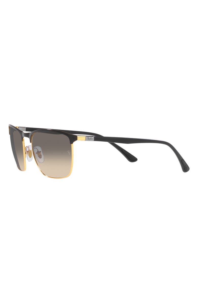 Ray-Ban 57mm Gradient Square Sunglasses, Alternate, color, Black