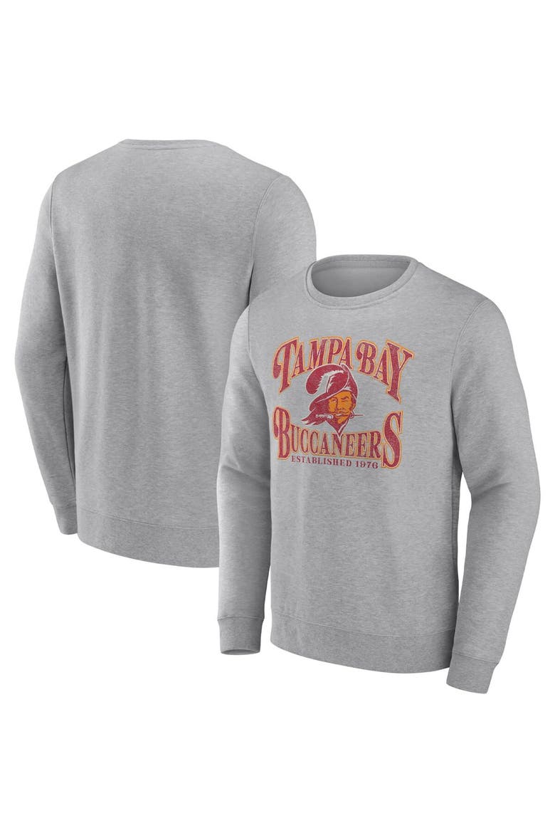 Men's Fanatics Heathered Charcoal Tampa Bay Buccaneers Playability Pullover Sweatshirt, Alternate, color, Heather Gray