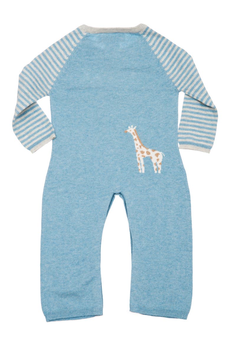 Cameron Giraffe Cotton & Cashmere Romper, Alternate, color, BLUE