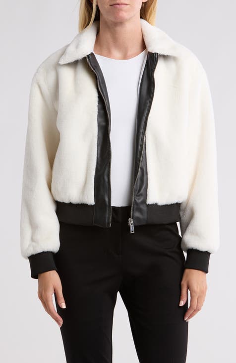 Faux Fur Crop Bomber Jacket