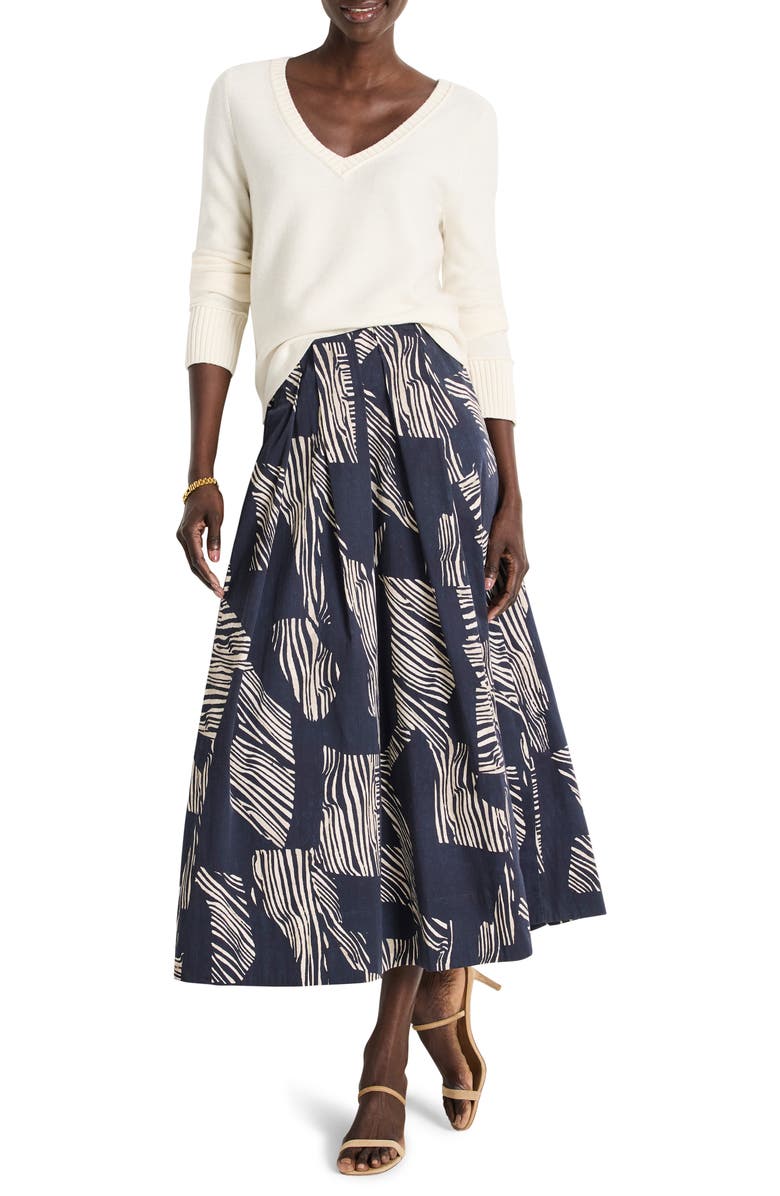 NIC+ZOE Placed Zebra Stripe Stretch Cotton A-Line Skirt, Alternate, color,