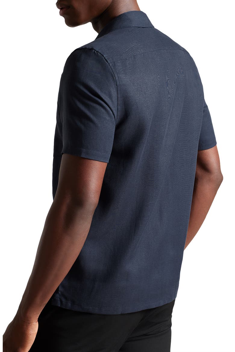 Wesland Solid Short Sleeve Button-Up Shirt, Alternate, color, NAVY