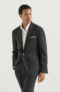 Brunello Cucinelli Silk, wool and cashmere Prince of Wales flannel deconstructed blazer