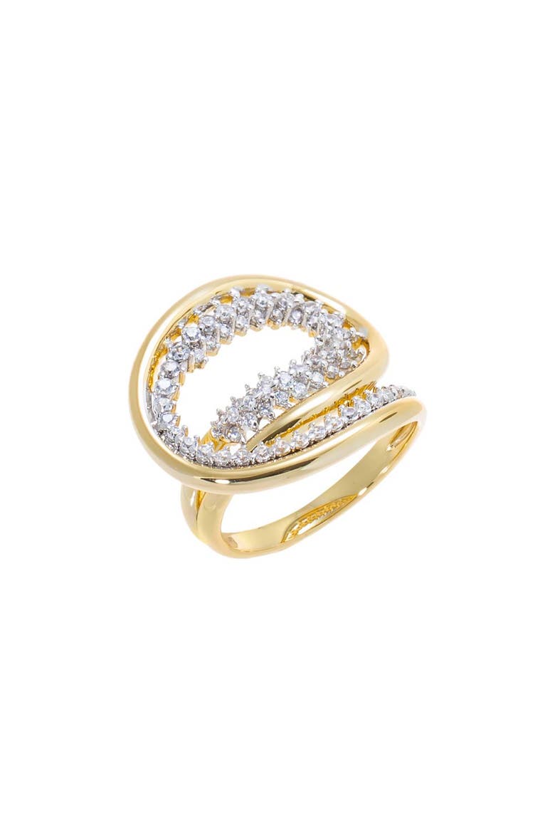 Pavé Crossover Statement Ring, Alternate, color, Gold