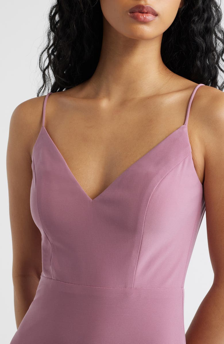 Jump Apparel Plunge V-Neck Jersey Gown, Alternate, color, Mauve