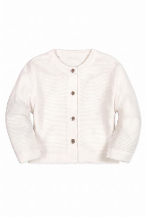 Kids' Organic Cropped Scallop Cardigan