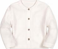 Hope & Henry Kids' Organic Cropped Scallop Cardigan