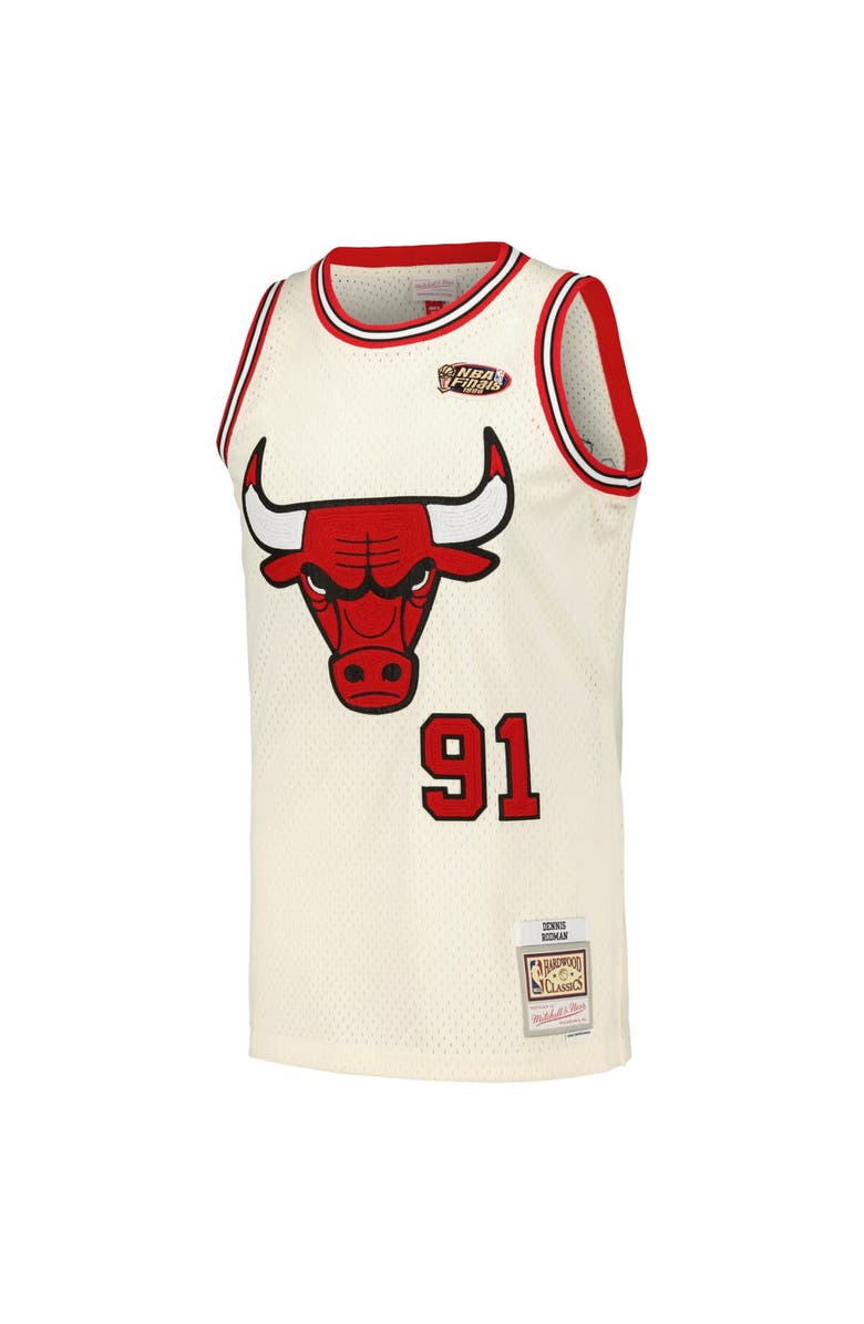 Mitchell & Ness Men's Mitchell & Ness Dennis Rodman Cream Chicago Bulls Chainstitch Swingman Jersey, Alternate, color, Cream
