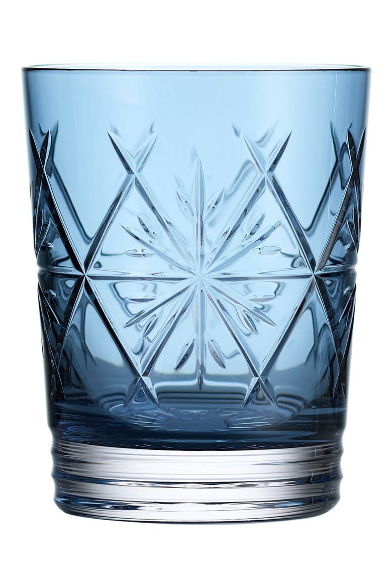 Winter Wonders Icy Blue Snowflake Lead Crystal Double Old Fashioned Glass, Main, color, BLUE