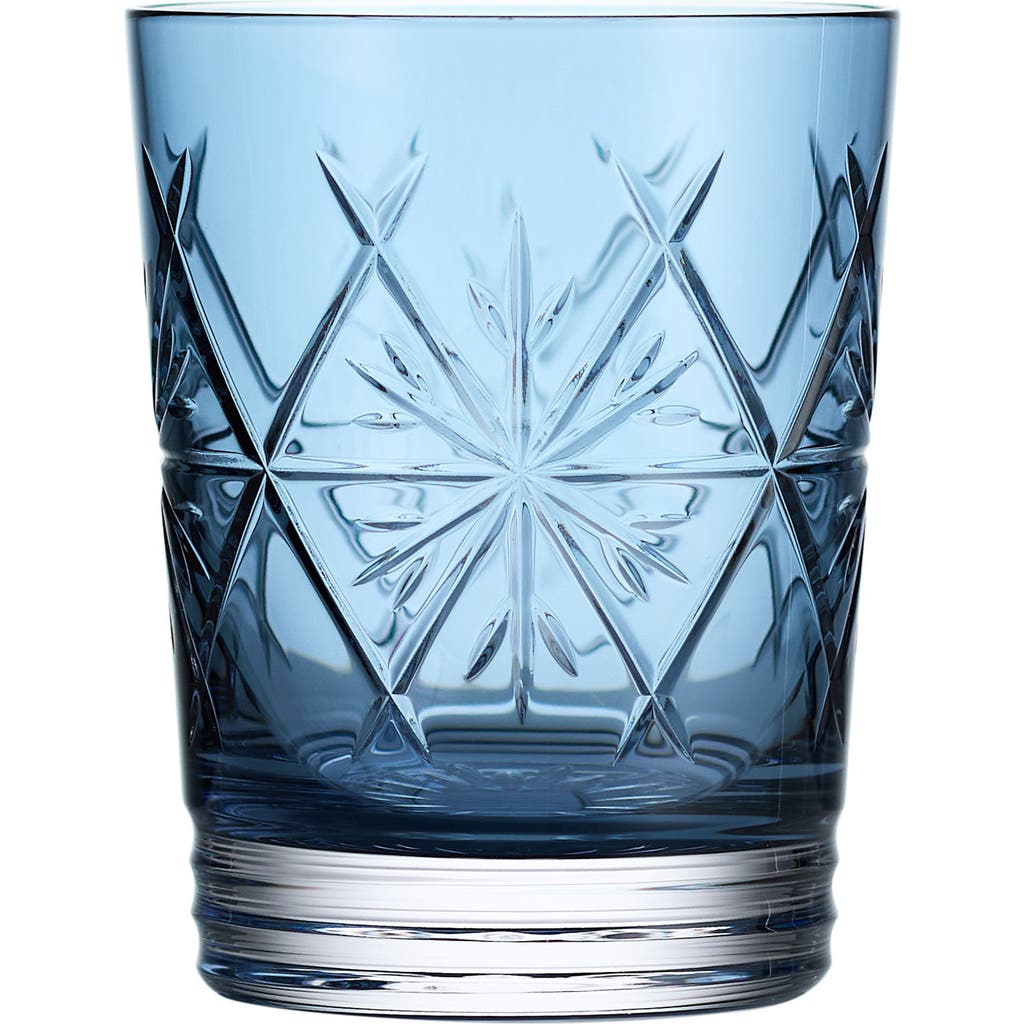 Waterford Winter Wonders Icy Blue Snowflake Set Of 2 Lead Crystal Double Old Fashioned Glasses In Blue