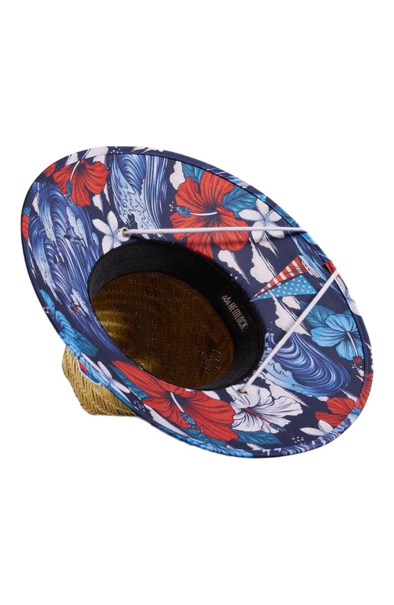 Hemlock Midway Straw Lifeguard Hat, Alternate, color, Usa Floral