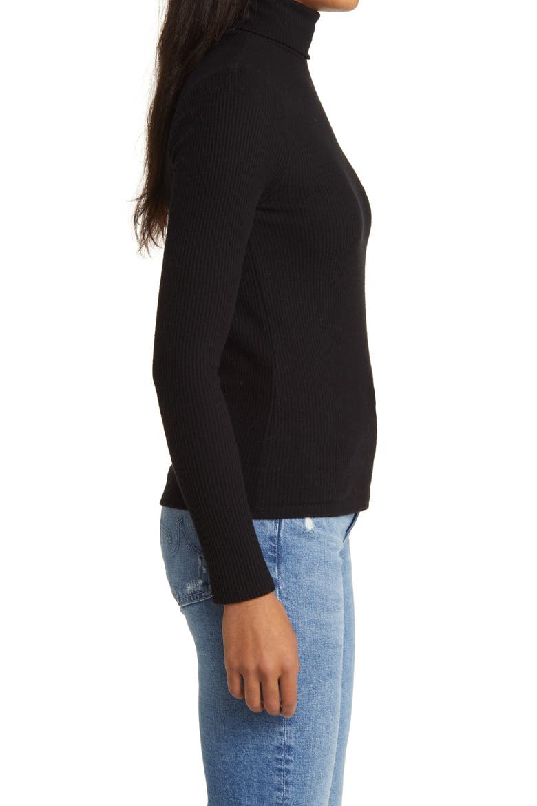 Legend Rib Turtleneck Top, Alternate, color, BLACK