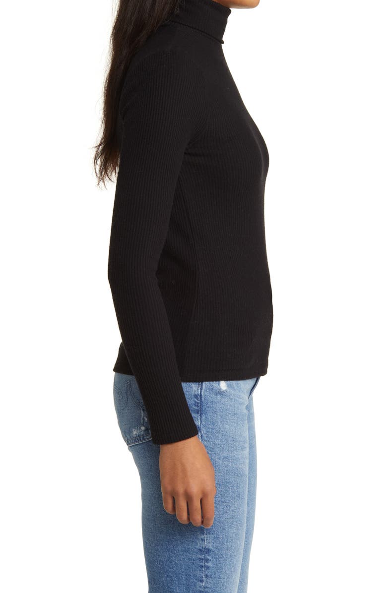 Faherty Legend Rib Turtleneck Top, Alternate, color, Black