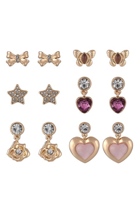 Set of 6 Stud and Drop Earrings