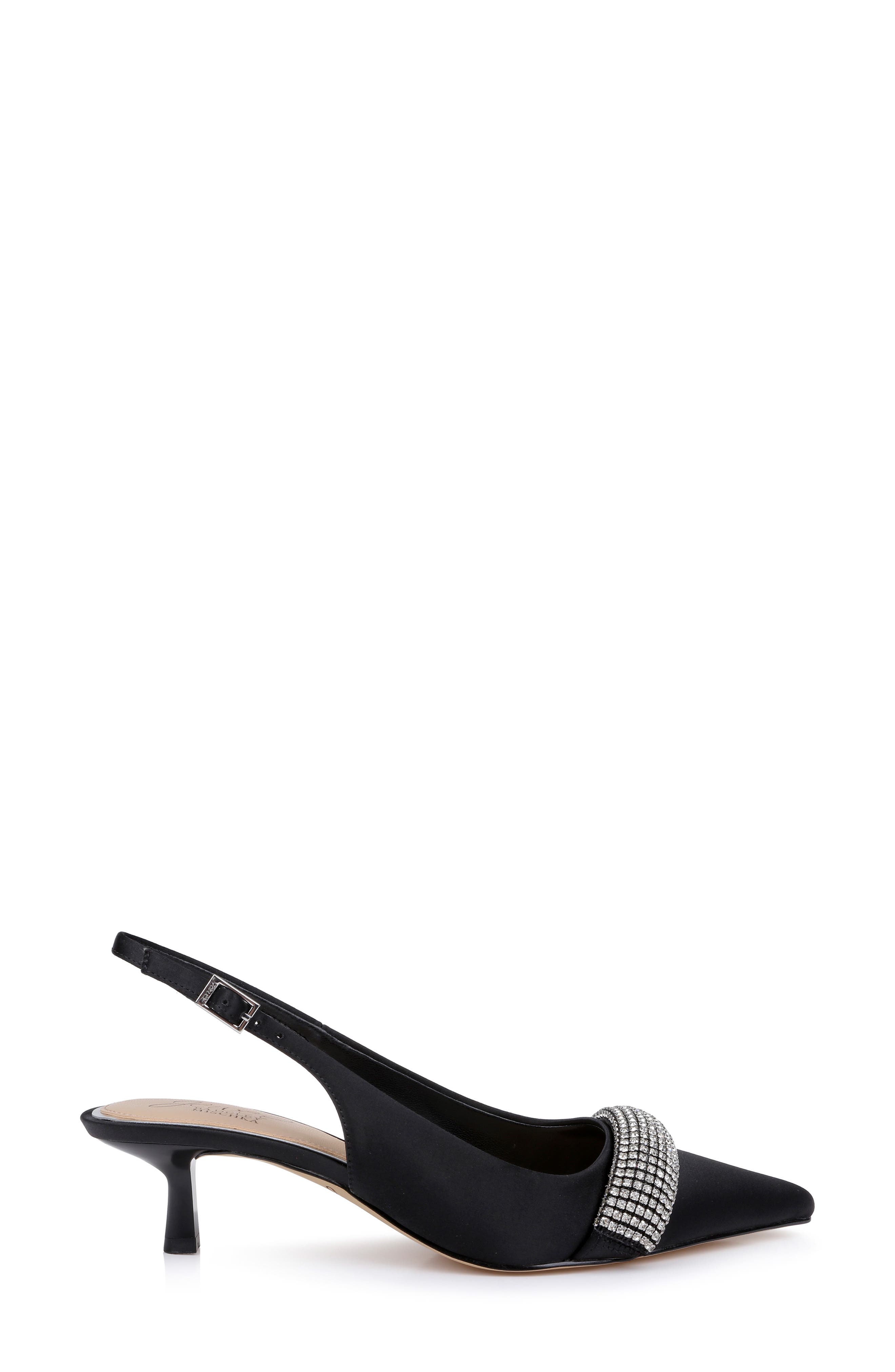 Bibi Pointed Toe Slingback Pump, Alternate, color, BLACK SATIN