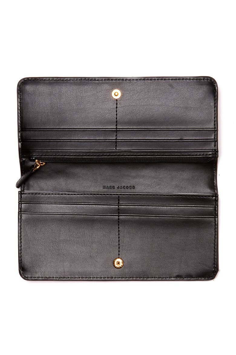 Open Face Leather Wallet, Alternate, color, BLACK