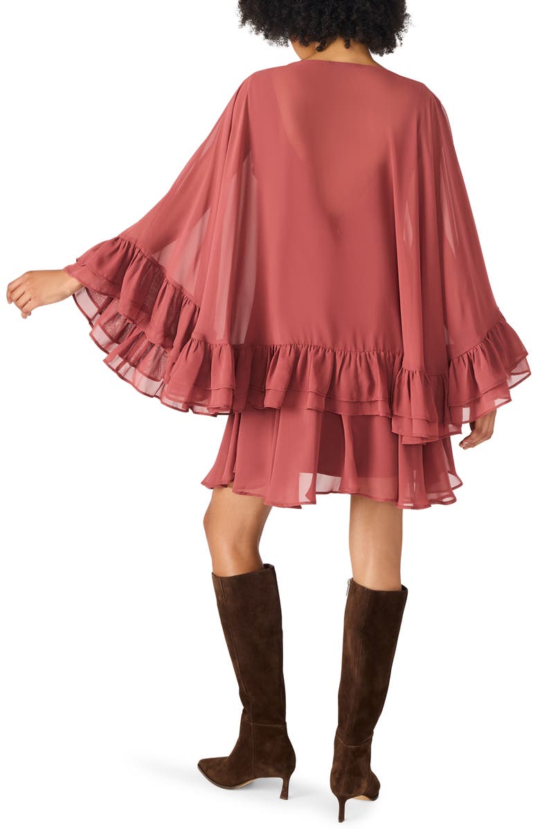 Steve Madden Rowan Chiffon Dress with Ruffle Capelet, Alternate, color, Baked Apple