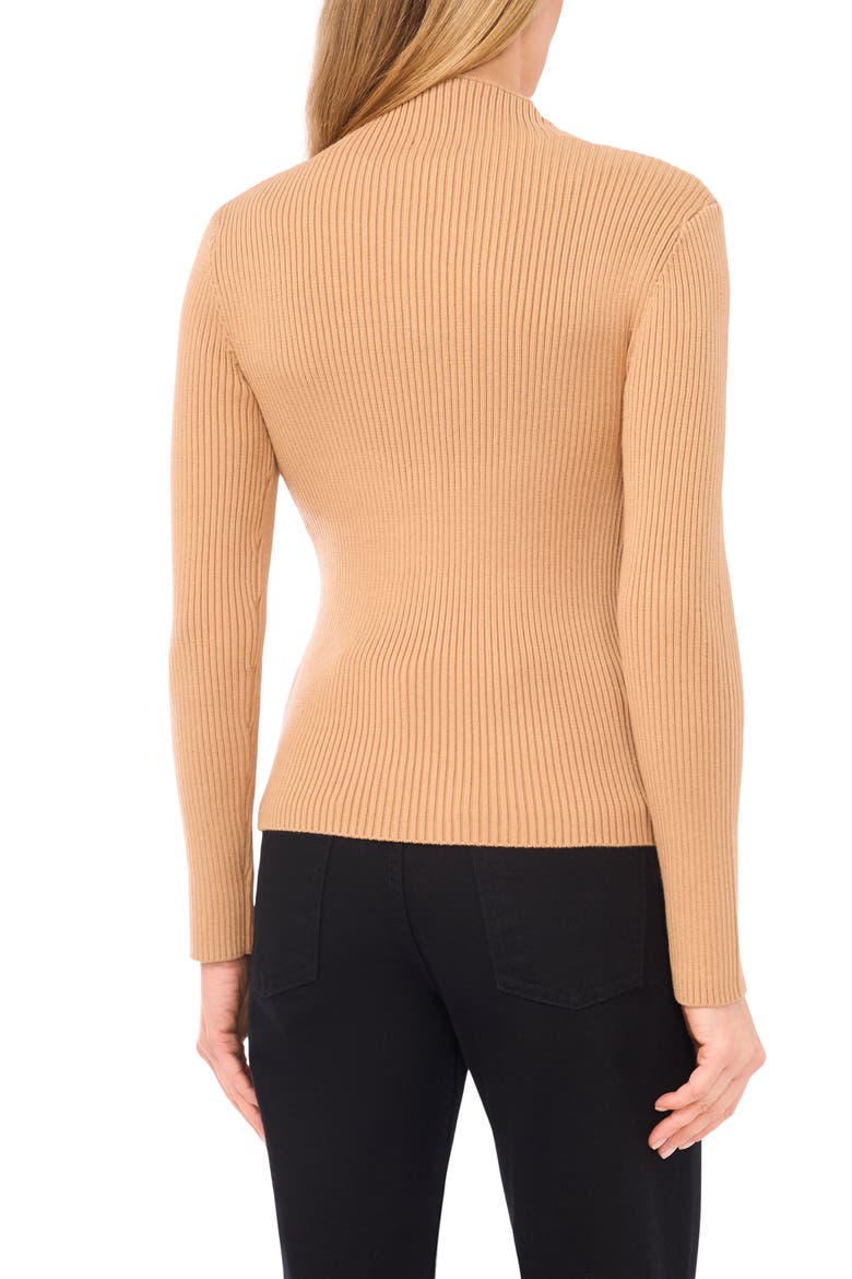 Rib Quarter Zip Sweater, Alternate, color, LATTE HEATHER