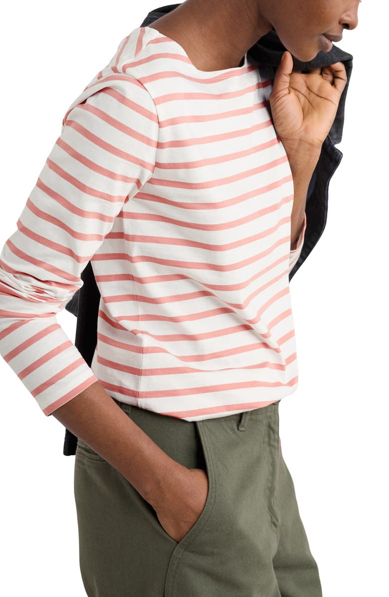 Seasalt Cornwall Sailor Stripe Organic Cotton Top, Alternate, color, Breton Dusty Rose
