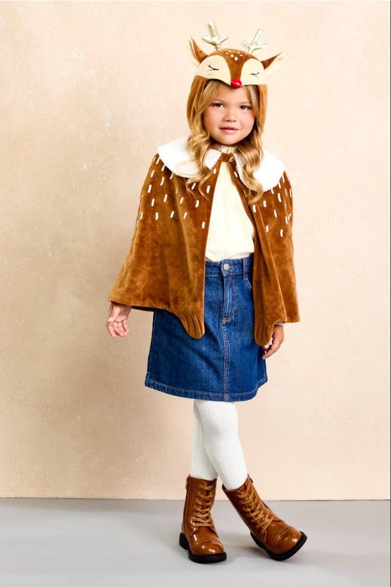 Reindeer Cape for Girls, Alternate, color, Beige